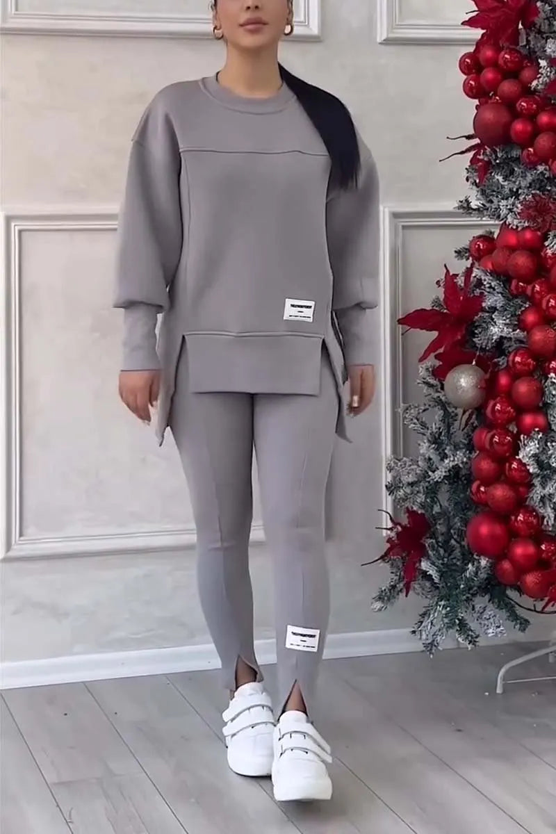 Ladies' Irregular Print Sweatshirt and Leggings Set