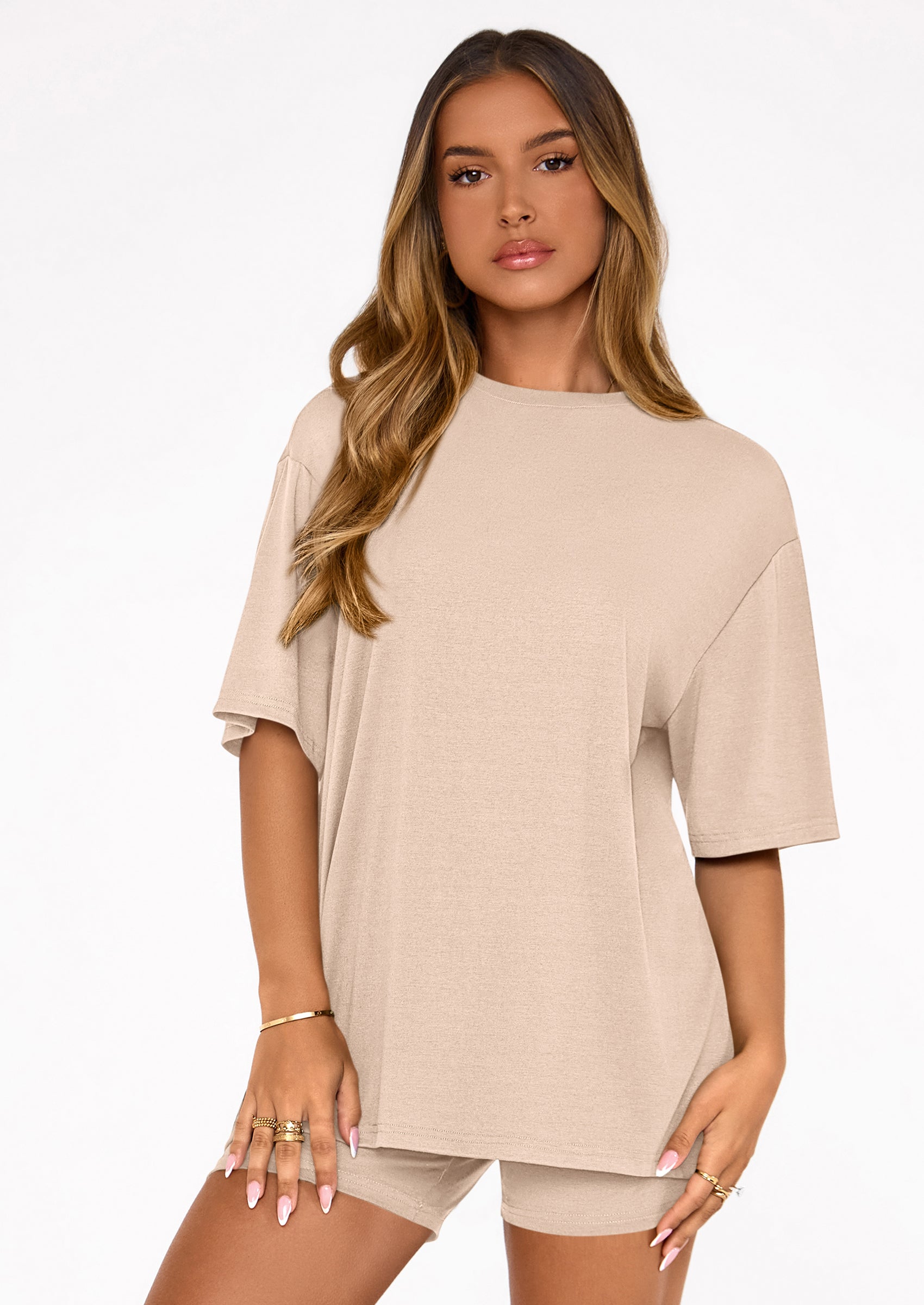 PRETTYGARDEN Women's Two Piece Matching Lounge Sets Summer Casual Tops Short Sleeve Shirts Shorts Travel Airport Outfits