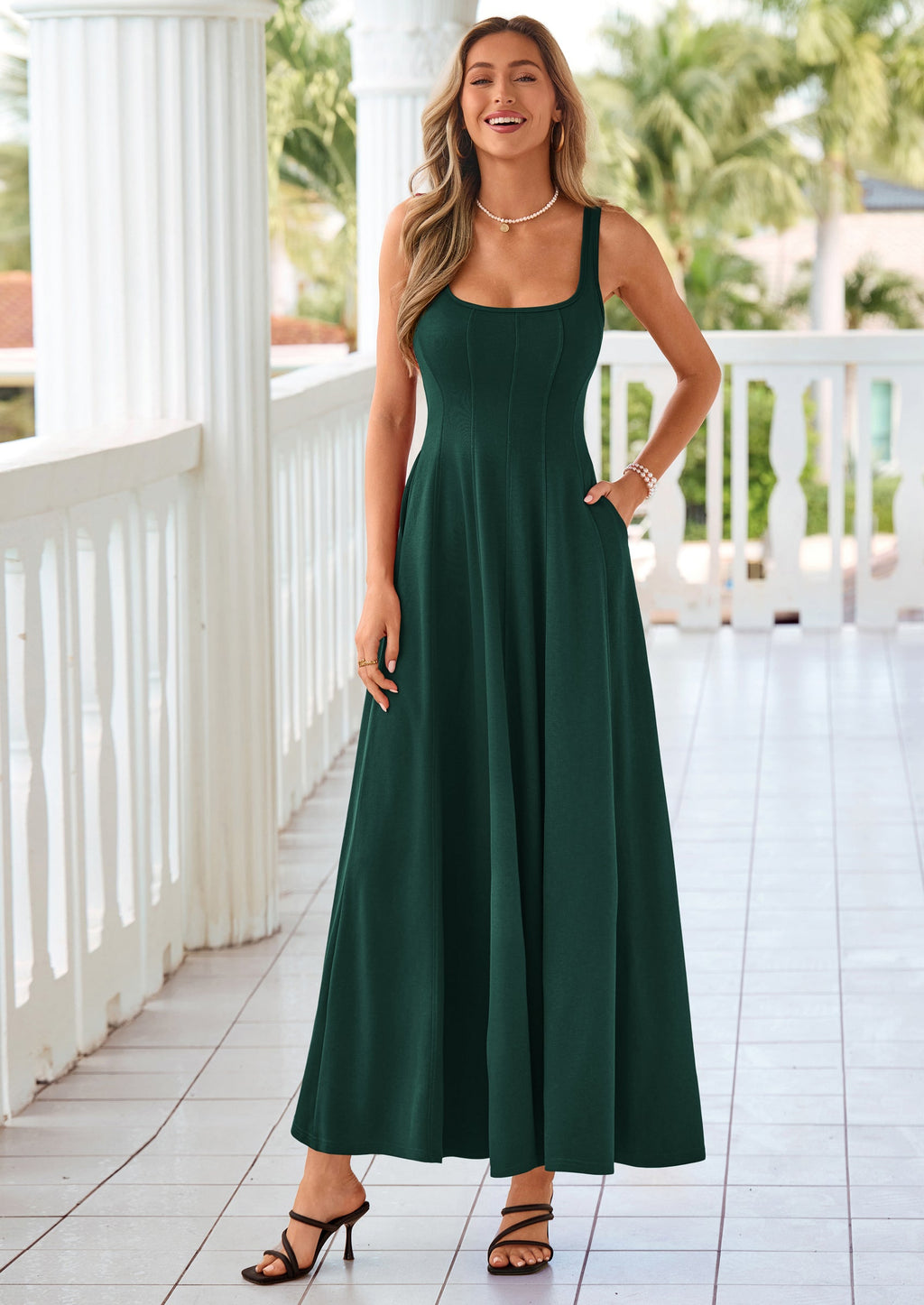PRETTYGARDEN Cocktail Dresses for Women Formal Summer Sleeveless A Line Long Flowy Spring Wedding Guest Party Midi Dress