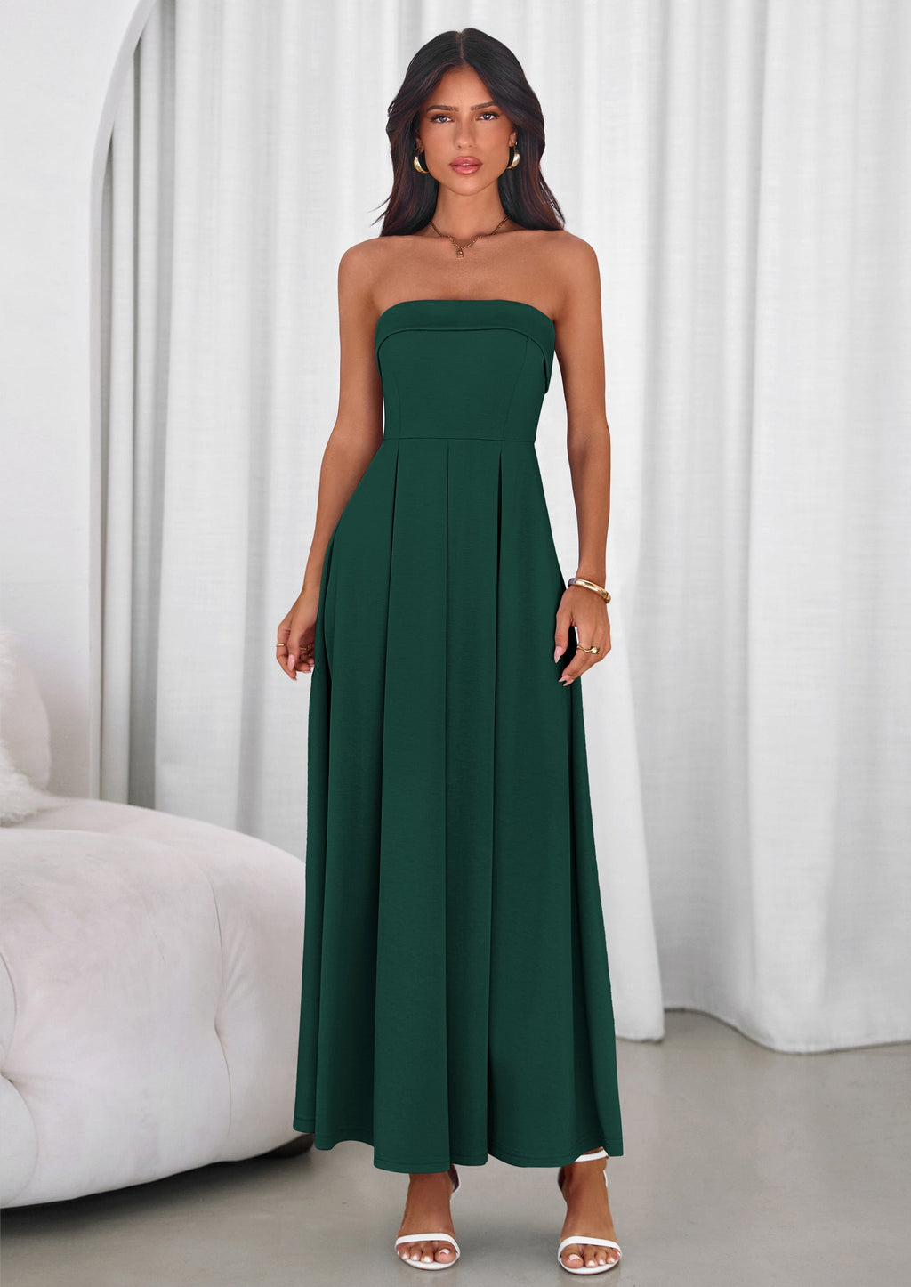 PRETTYGARDEN Cocktail Dresses for Women Summer Formal Elegant Tube Top Strapless Spring Wedding Guest Party Midi Dress
