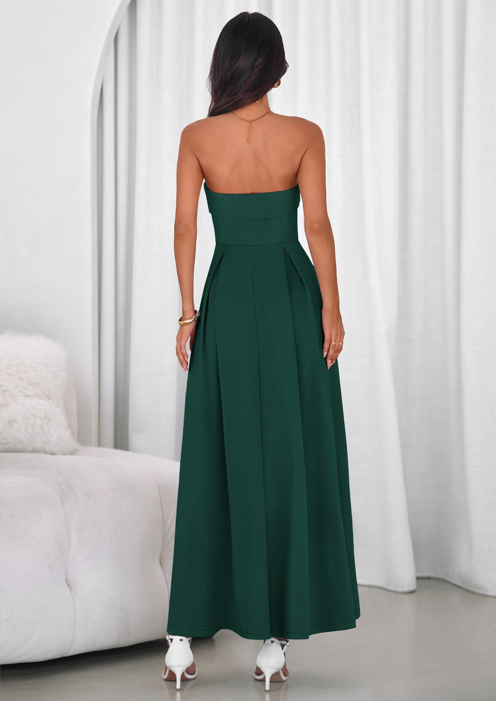 PRETTYGARDEN Cocktail Dresses for Women Summer Formal Elegant Tube Top Strapless Spring Wedding Guest Party Midi Dress