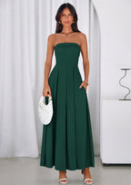 PRETTYGARDEN Cocktail Dresses for Women Summer Formal Elegant Tube Top Strapless Spring Wedding Guest Party Midi Dress