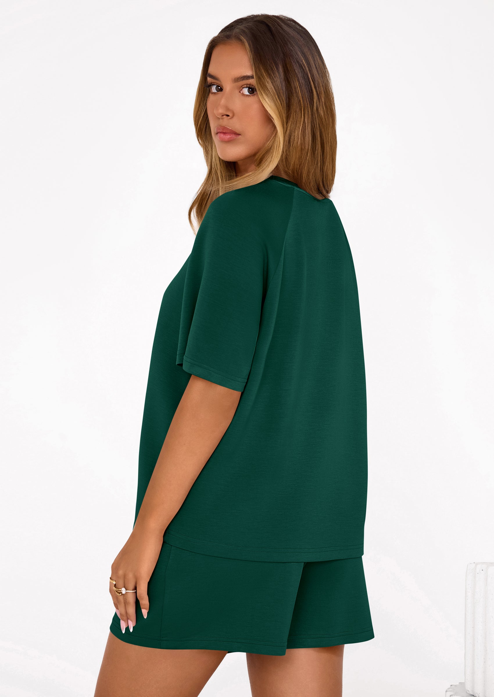 PRETTYGARDEN Women's 2 Piece Lounge Sets Short Sleeve Shirts Casual Tops Shorts Matching Clothing Summer Airport Outfits
