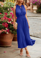 PRETTYGARDEN Women's Midi Summer Dresses Casual V Neck Swiss Dot Ruffle Sleeveless A Line Beach Sun Dress