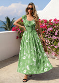 PRETTYGARDEN Women's Boho Maxi Dress Summer Cap Sleeve Long Flowy Beach Vacation Floral Sundresses Spring Resort Wear