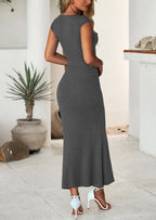 PRETTYGARDEN Summer 2 Piece Sets for Women Going Out Casual Cap Sleeve Crop Tops Ruched Maxi Long Skirts Spring Outfits