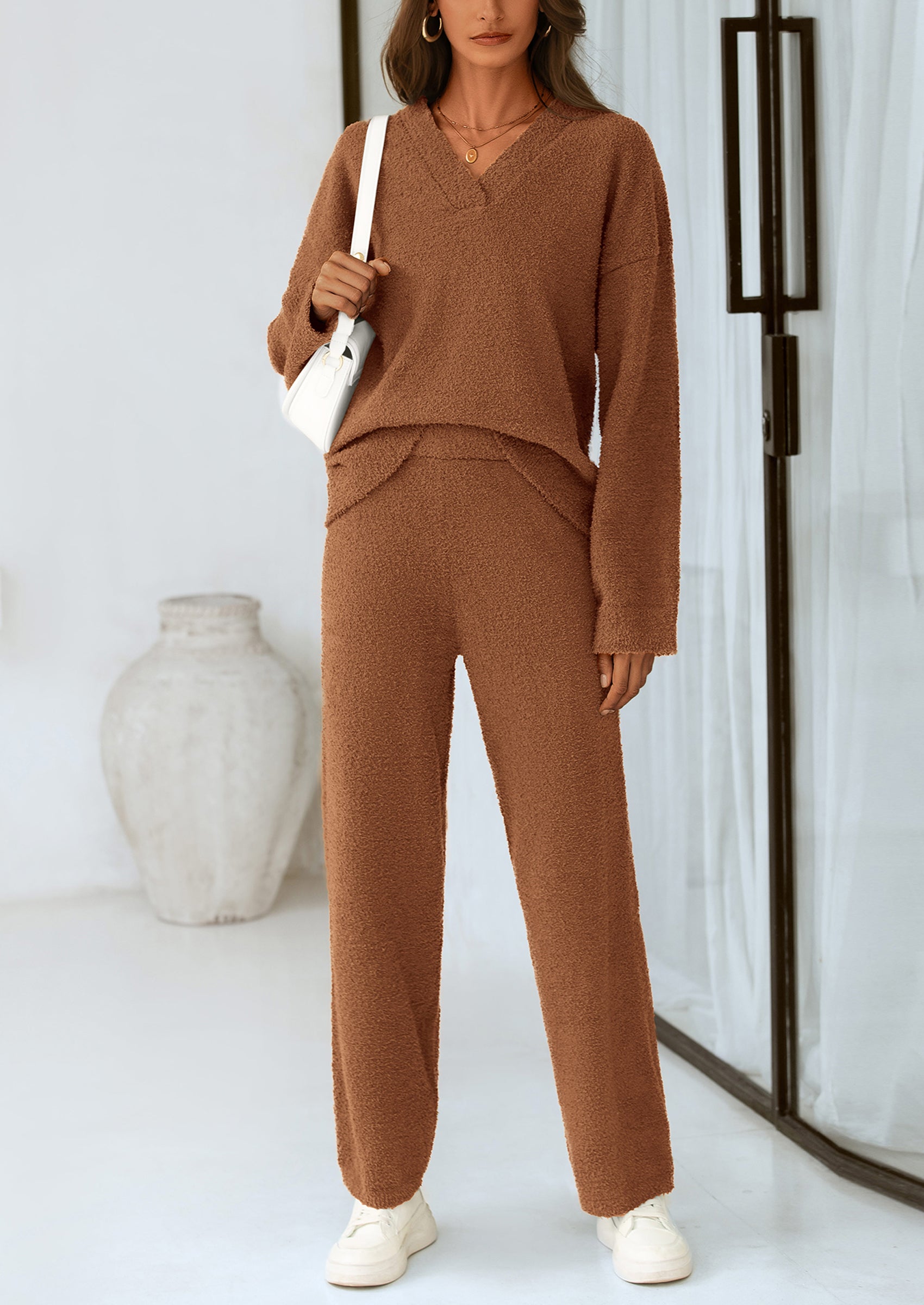 PRETTYGARDEN Lounge Sets for Women Two Piece Sweaters Pajama Set Fall Fashion Loungewear Outfits Matching Winter Clothes