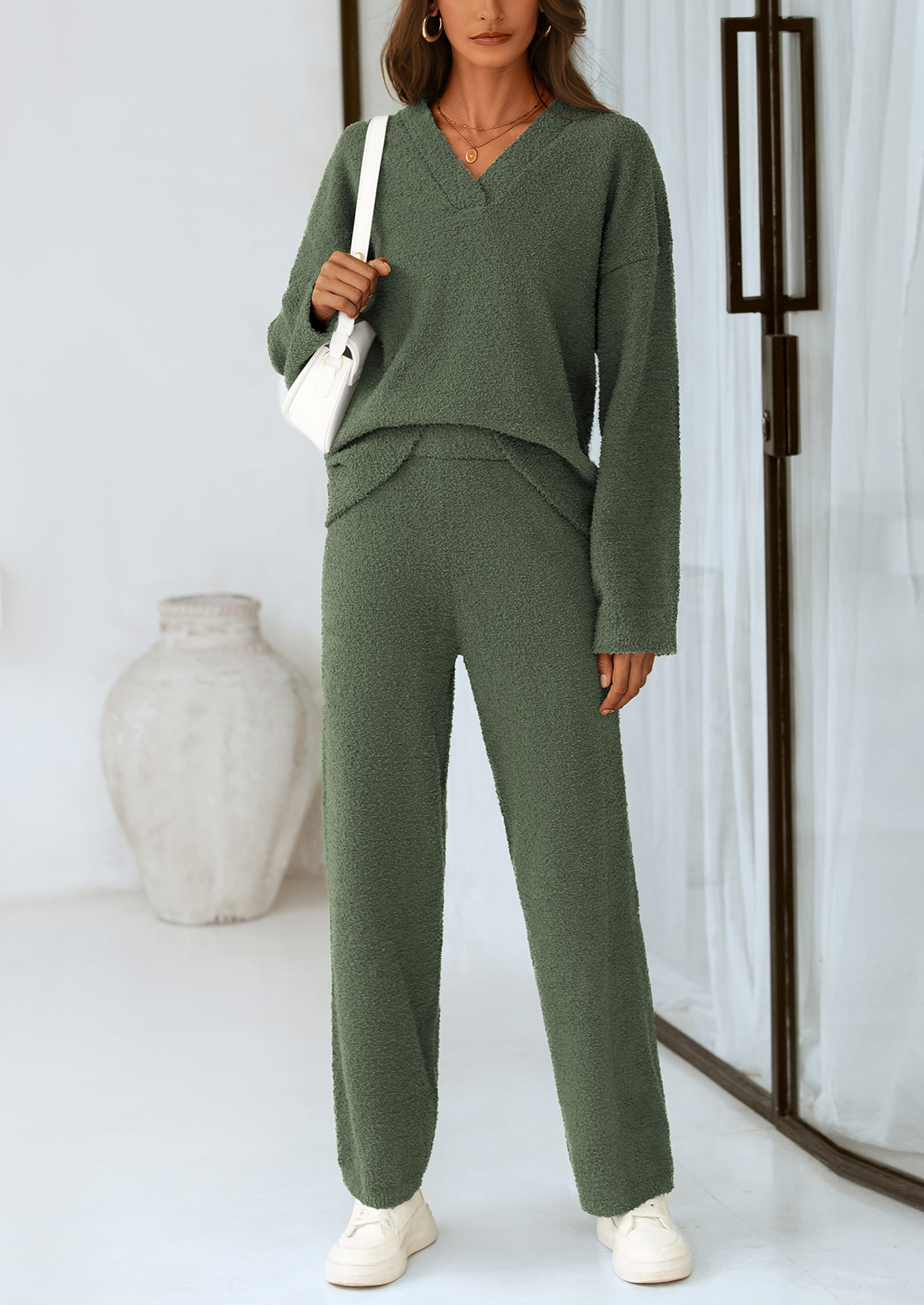 PRETTYGARDEN Lounge Sets for Women Two Piece Sweaters Pajama Set Fall Fashion Loungewear Outfits Matching Winter Clothes