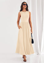 PRETTYGARDEN Summer Maxi Dresses for Women Sleeveless A Line Flowy Long Casual Sundress Wedding Guest Fashion Clothing