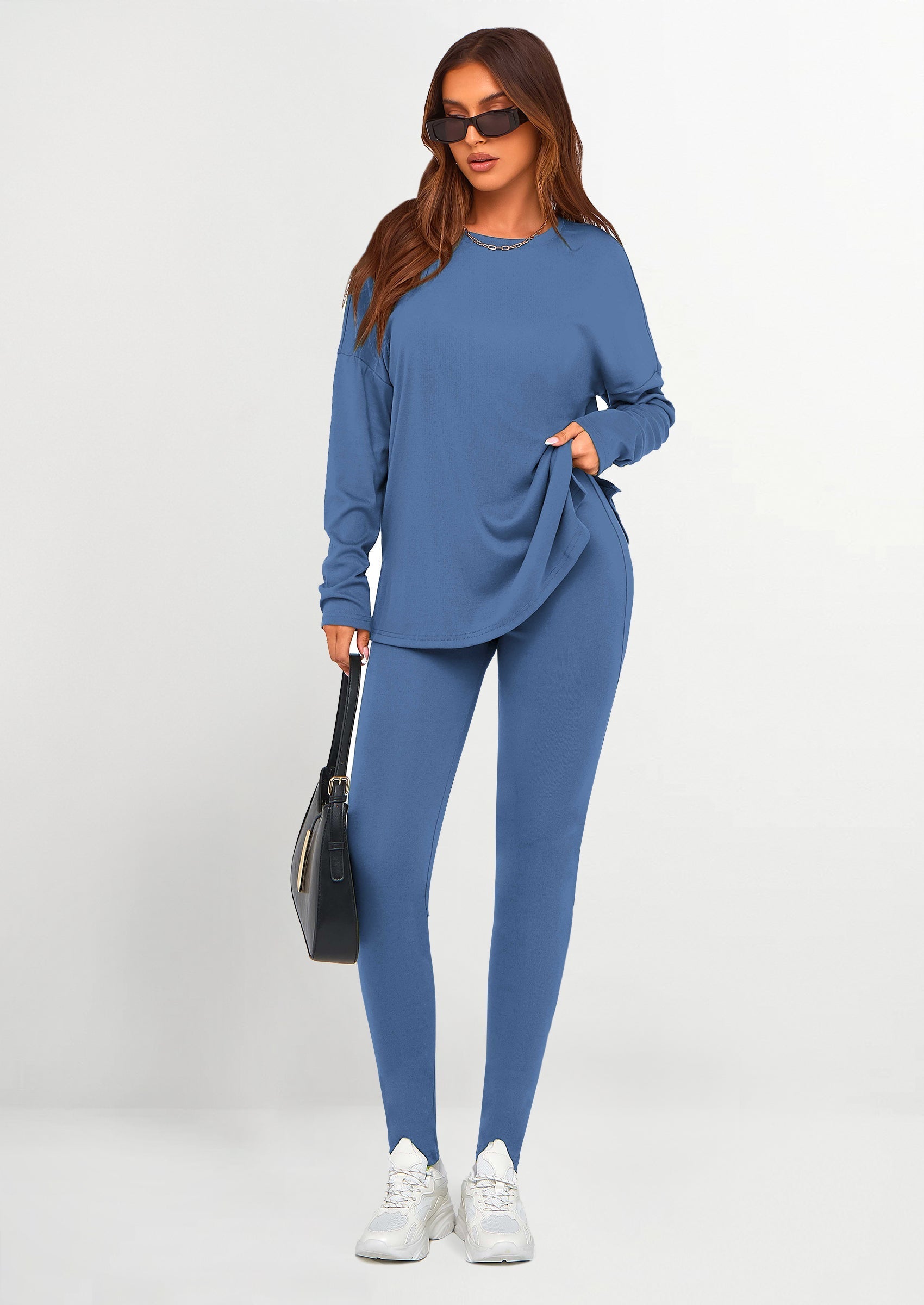 PRETTYGARDEN 2 Piece Outfits Casual Long Sleeve Tunic Tops Legging Pants Lounge Sets Sweatsuits