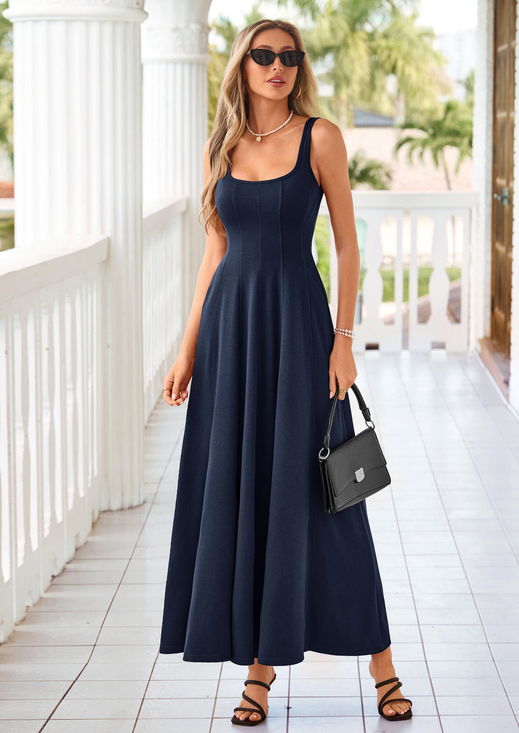 PRETTYGARDEN Cocktail Dresses for Women Formal Summer Sleeveless A Line Long Flowy Spring Wedding Guest Party Midi Dress