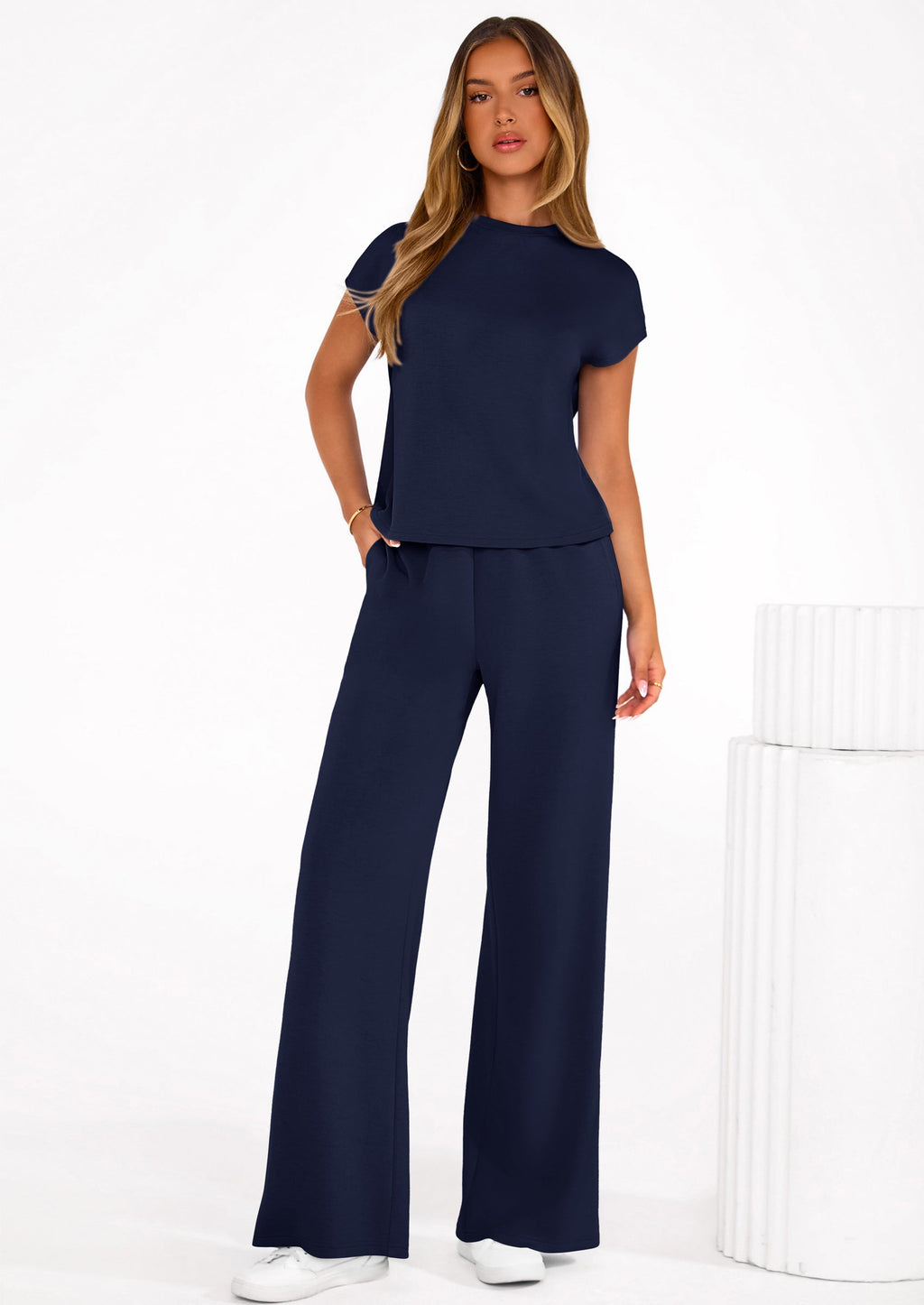 PRETTYGARDEN Womens 2 Piece Outfits Casual Cap Sleeve Lounge Set Summer Tracksuits Matching Sets Beach Fashion Travel Clothes