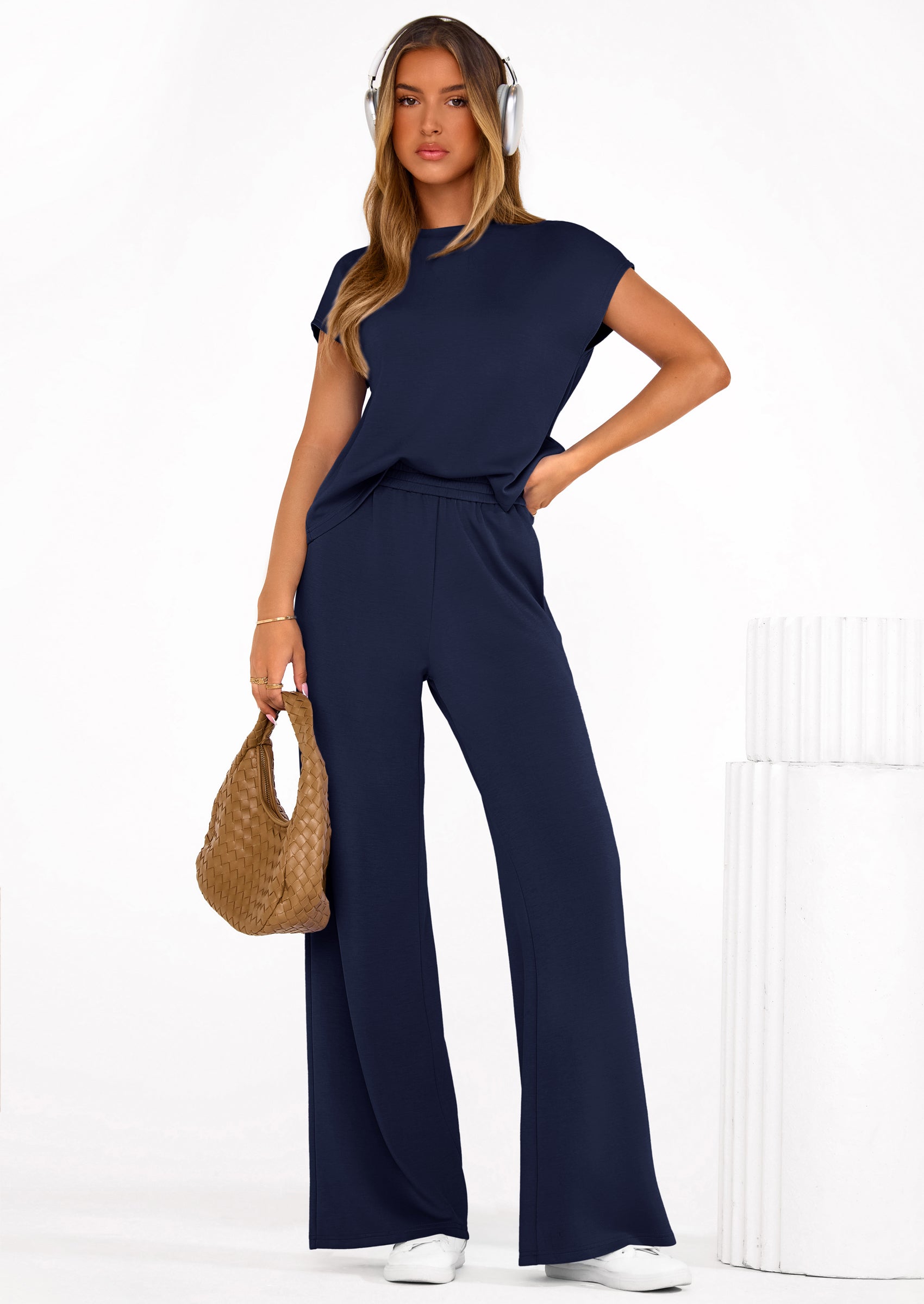 PRETTYGARDEN Womens 2 Piece Outfits Casual Cap Sleeve Lounge Set Summer Tracksuits Matching Sets Beach Fashion Travel Clothes