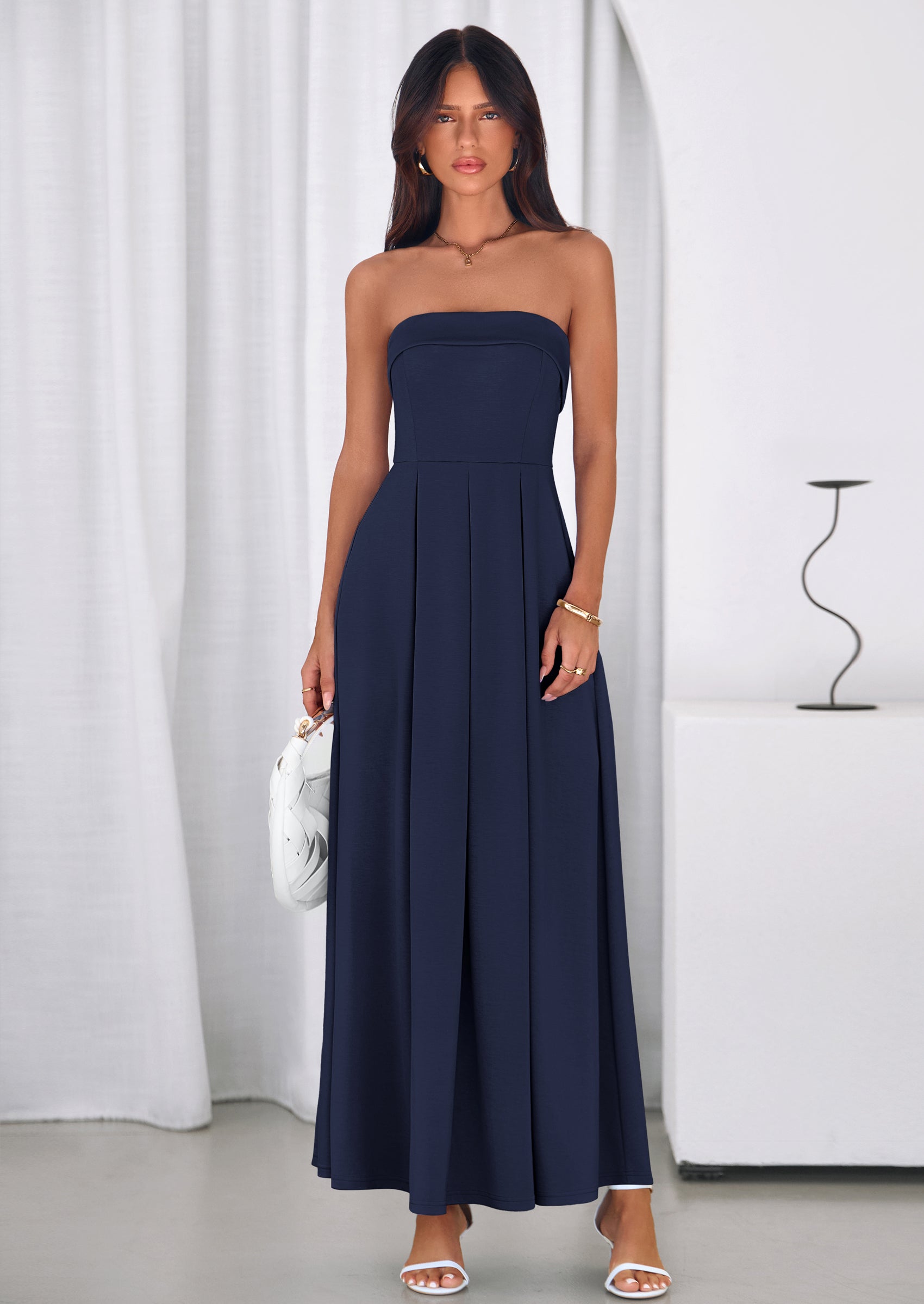 PRETTYGARDEN Cocktail Dresses for Women Summer Formal Elegant Tube Top Strapless Spring Wedding Guest Party Midi Dress