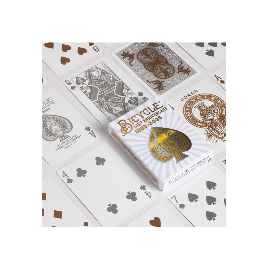 Bicycle 140th Anniversary Limited Edition Exclusive Playing Cards Set with 1 oz Pure Gold, 1 oz .999 Fine Silver, or Bronze Commemorative Collector Coin (Mystery Unboxing Coin)