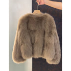 Women's Faux Fox Fur Coat Short Section Autumn Winter New Style Korean Version Commuting Real Fur Patchwork Outerwear