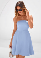 PRETTYGARDEN Women's Strapless Mini Summer Dress Spring A Line Tube Top Sundress Cocktail Party Short Dresses