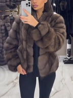 Women Plush Spliced temperament Casual Coat