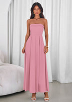 PRETTYGARDEN Cocktail Dresses for Women Summer Formal Elegant Tube Top Strapless Spring Wedding Guest Party Midi Dress