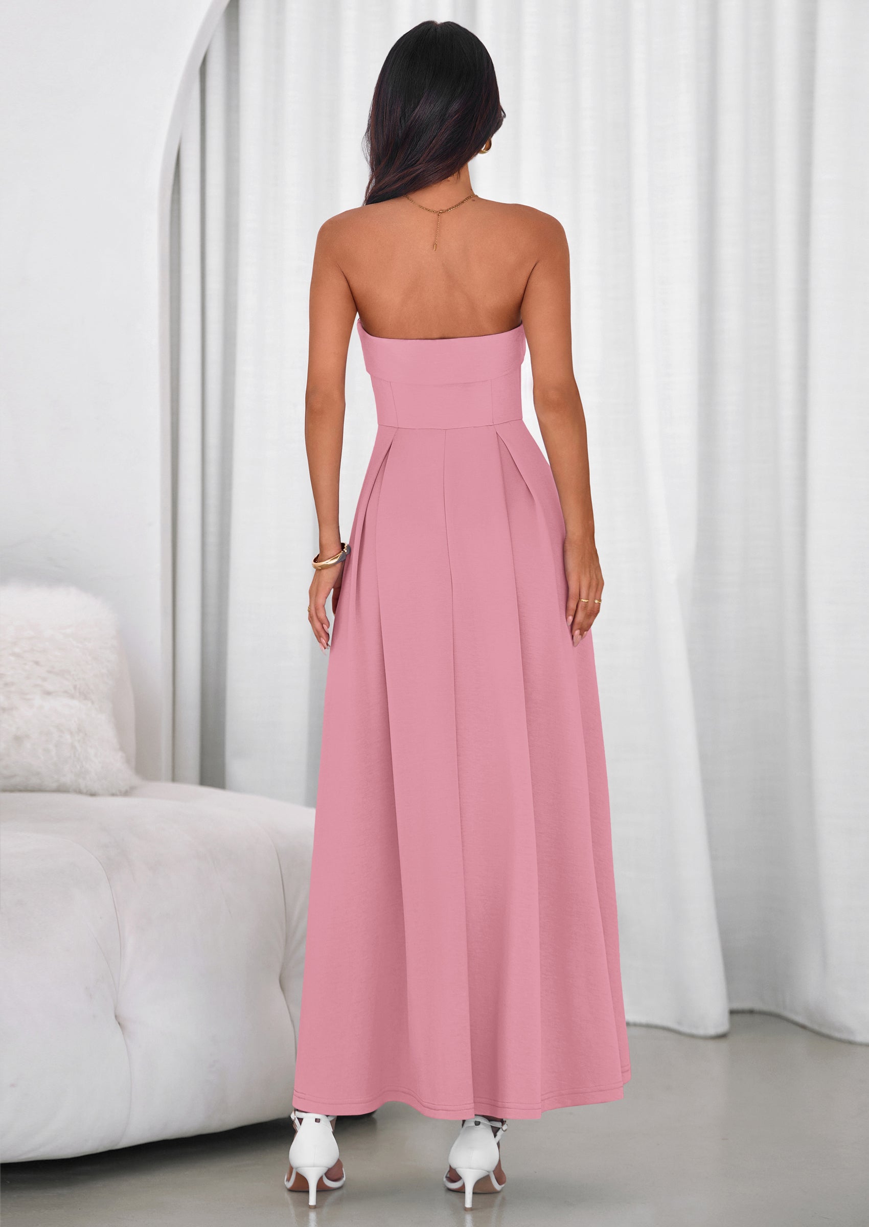 PRETTYGARDEN Cocktail Dresses for Women Summer Formal Elegant Tube Top Strapless Spring Wedding Guest Party Midi Dress