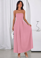 PRETTYGARDEN Cocktail Dresses for Women Summer Formal Elegant Tube Top Strapless Spring Wedding Guest Party Midi Dress