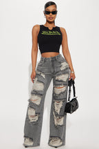 Von Dutch Ribbed Notch Neck Tank Top