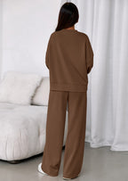 PRETTYGARDEN 2 Piece Sets For Women Fall Trendy Long Sleeve Sweatshirt Wide Leg Pants Loungewear Set Matching Sweatsuit