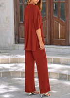 PRETTYGARDEN Women's 2 Piece Outfits Casual Short Sleeve Pullover Tops and Wide Leg Pants Lounge Sets Tracksuits