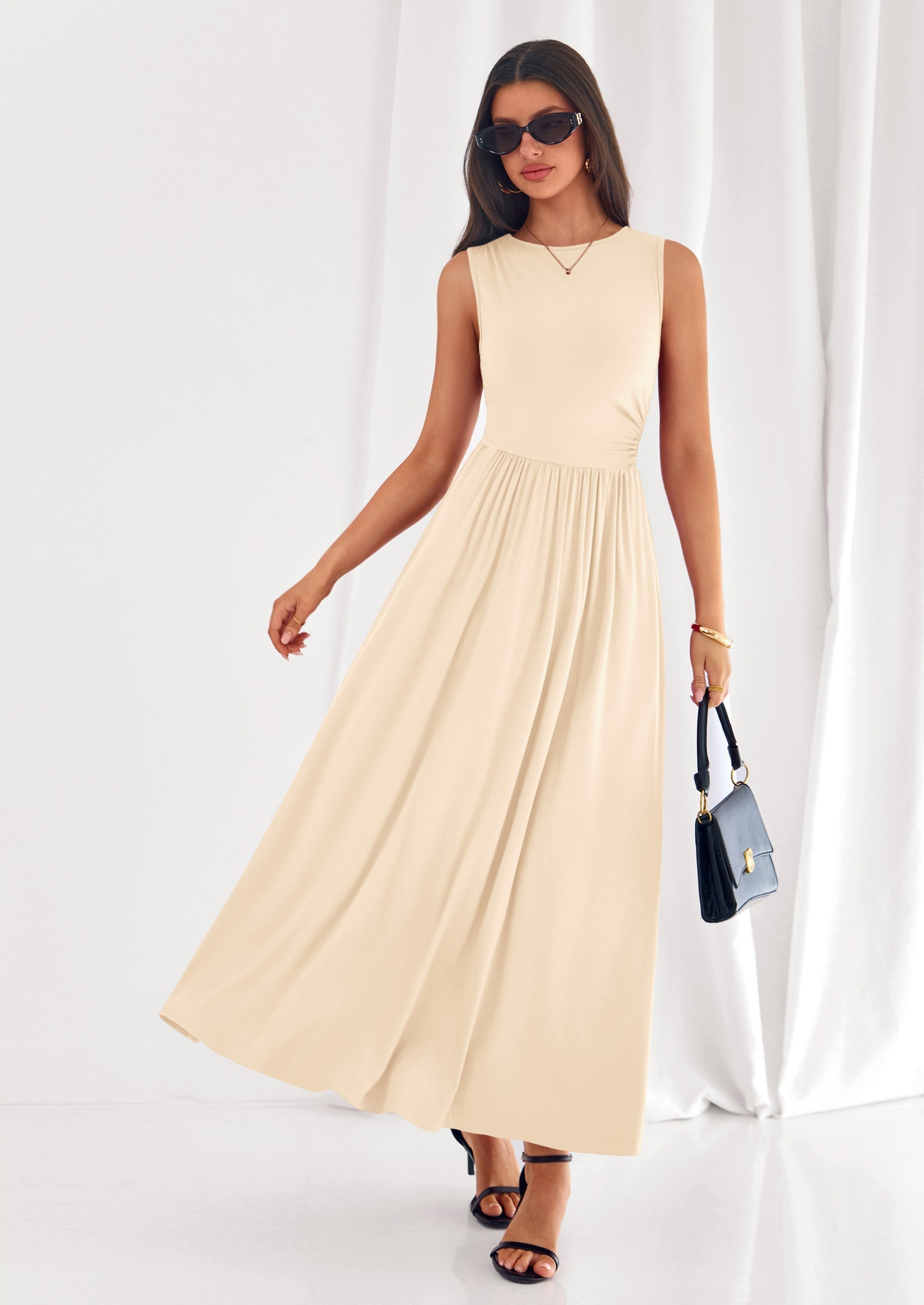 PRETTYGARDEN Summer Maxi Dresses for Women Sleeveless A Line Flowy Long Casual Sundress Wedding Guest Fashion Clothing
