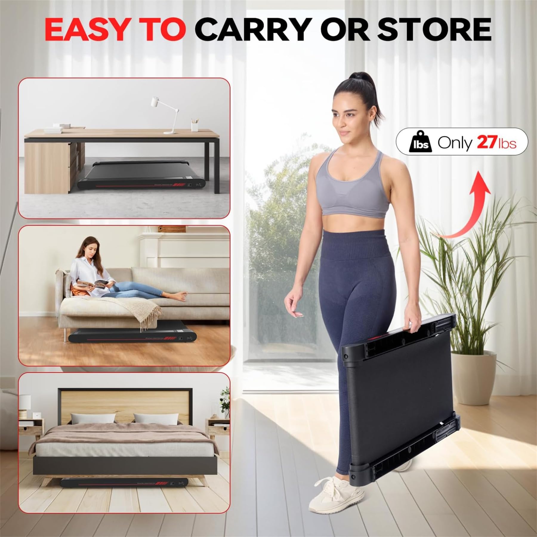 Sperax Walking Treadmill Pad with APP, 3 in 1 Under Desk Treadmill, 400W Low Noise Walking Vibration Pad with Remote Control,Portable Treadmills for Home Office