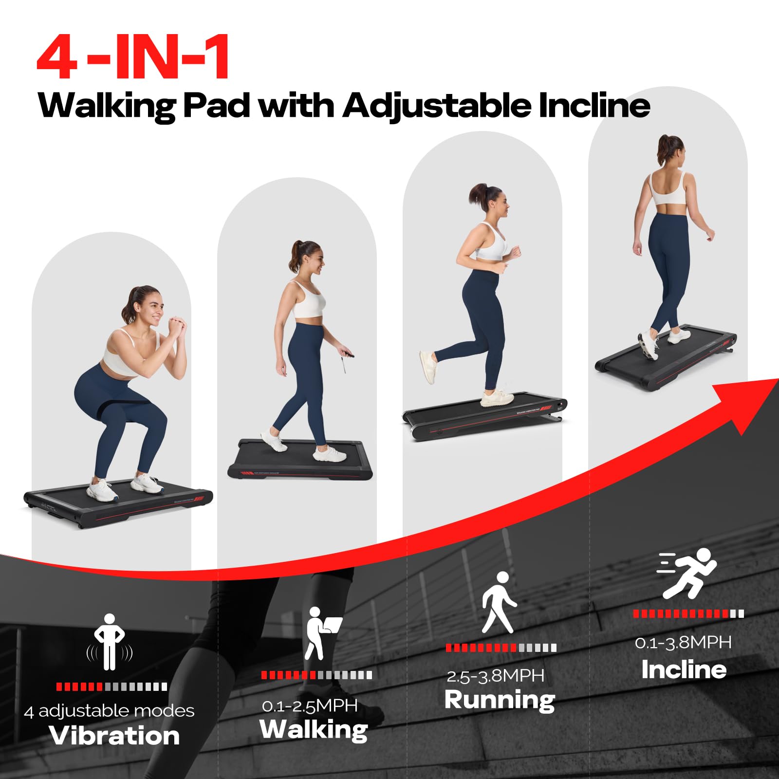 Sperax Walking Treadmill Pad with APP, 3 in 1 Under Desk Treadmill, 400W Low Noise Walking Vibration Pad with Remote Control,Portable Treadmills for Home Office