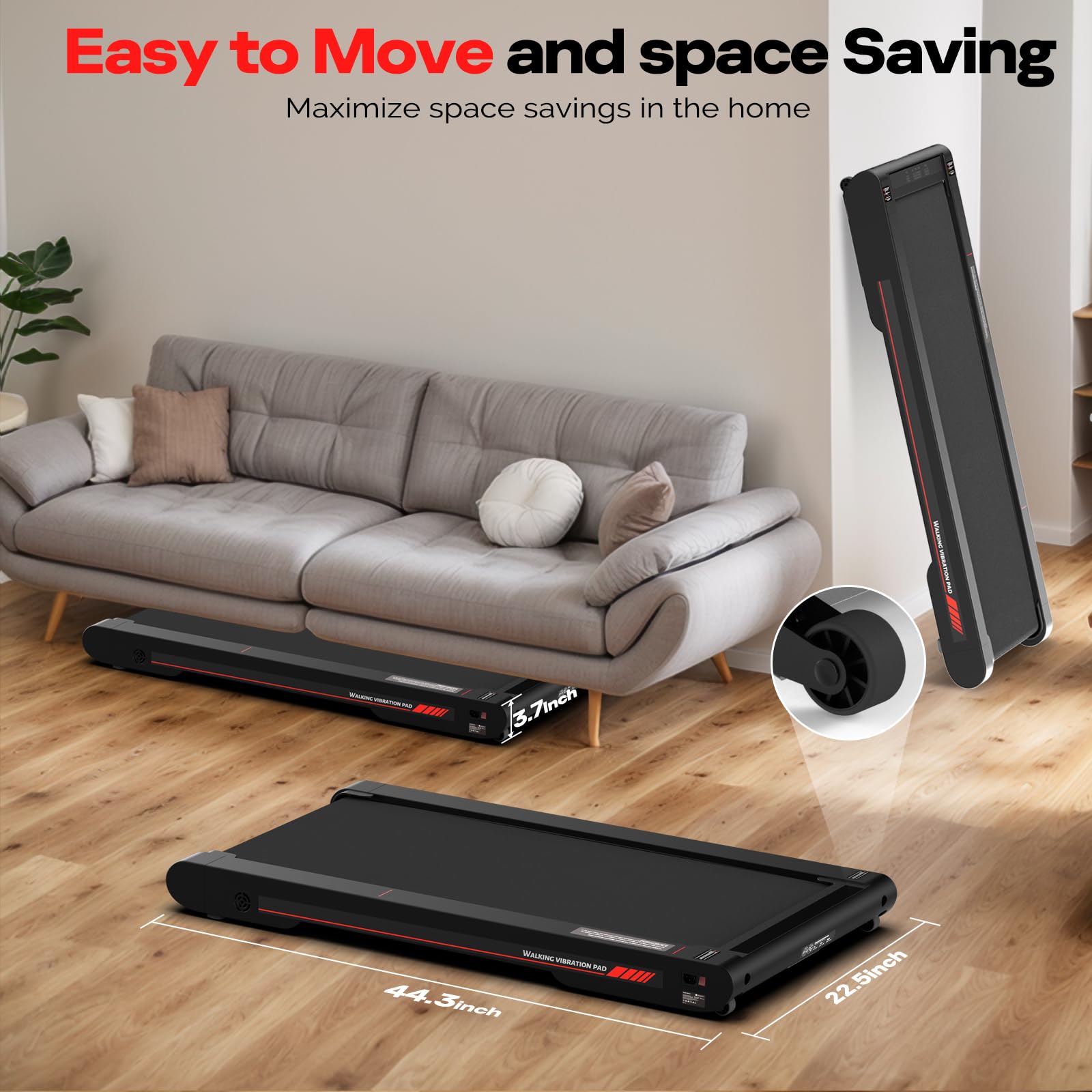 Sperax Walking Treadmill Pad with APP, 3 in 1 Under Desk Treadmill, 400W Low Noise Walking Vibration Pad with Remote Control,Portable Treadmills for Home Office
