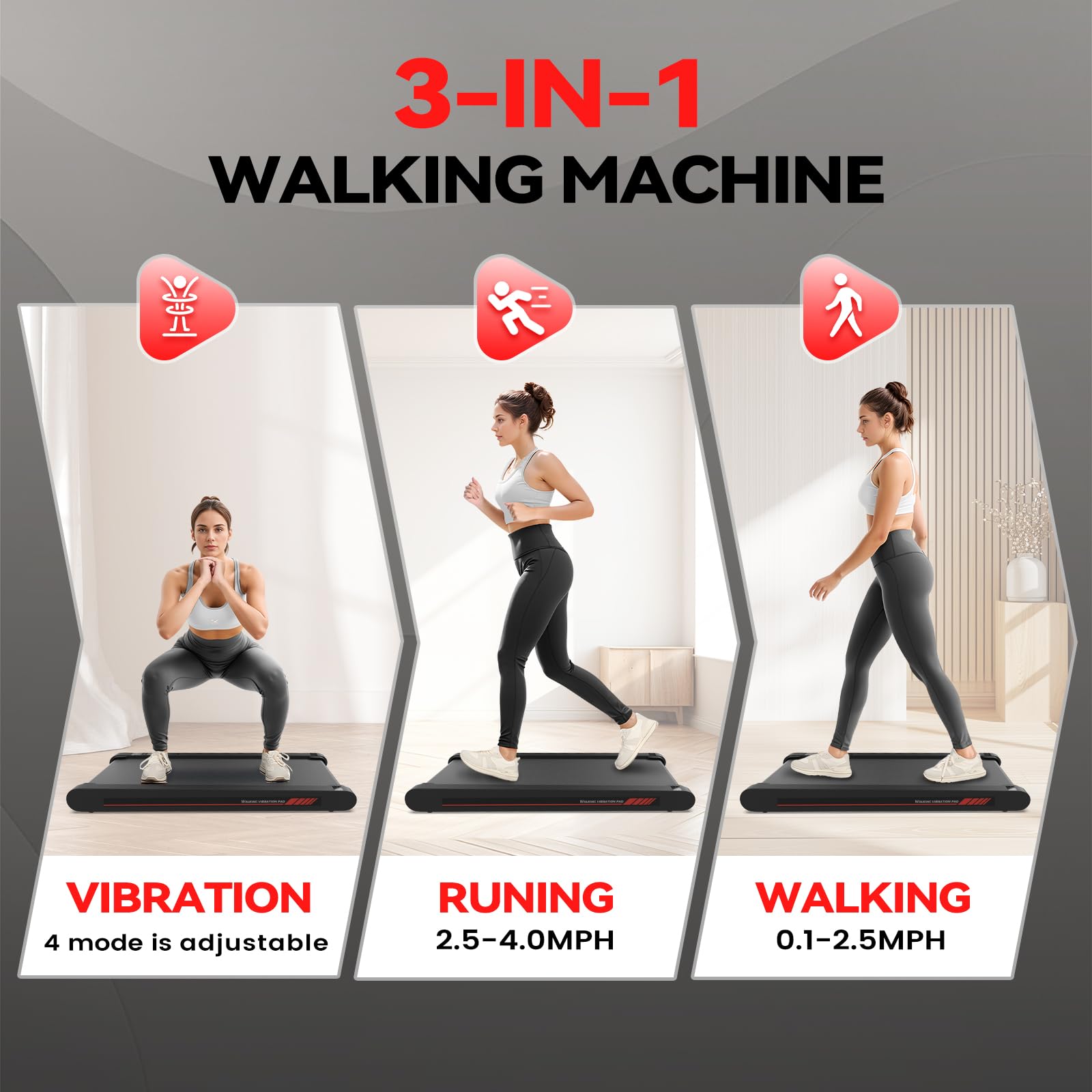 Sperax Walking Treadmill Pad with APP, 3 in 1 Under Desk Treadmill, 400W Low Noise Walking Vibration Pad with Remote Control,Portable Treadmills for Home Office