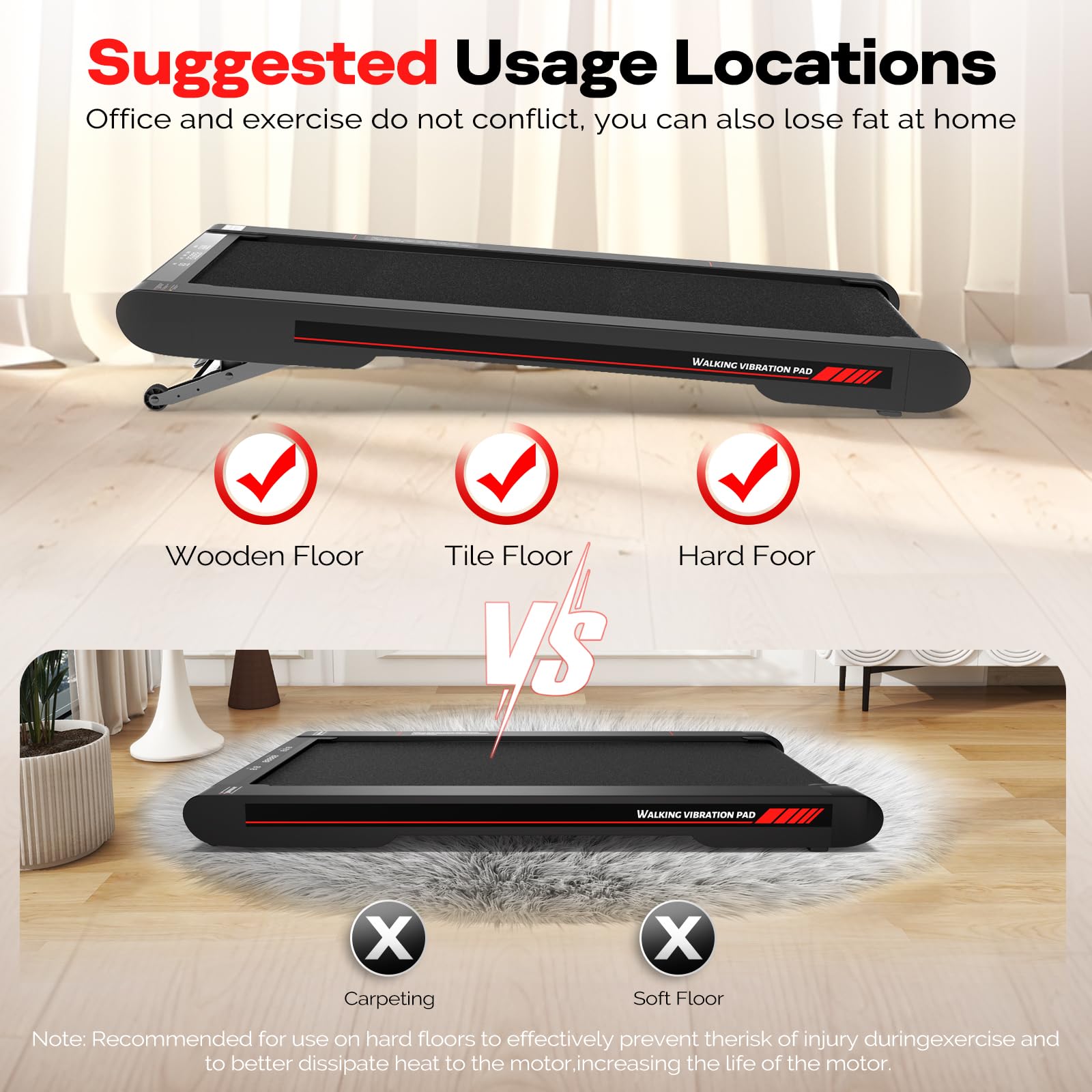 Sperax Walking Treadmill Pad with APP, 3 in 1 Under Desk Treadmill, 400W Low Noise Walking Vibration Pad with Remote Control,Portable Treadmills for Home Office
