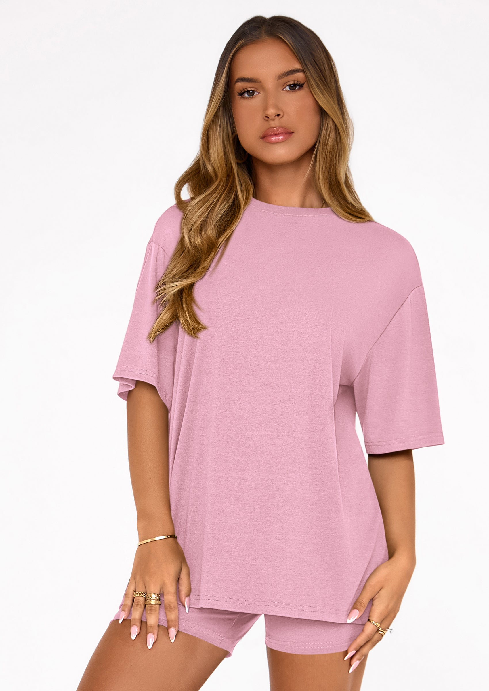 PRETTYGARDEN Women's Two Piece Matching Lounge Sets Summer Casual Tops Short Sleeve Shirts Shorts Travel Airport Outfits