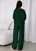 PRETTYGARDEN 2 Piece Sets For Women Fall Trendy Long Sleeve Sweatshirt Wide Leg Pants Loungewear Set Matching Sweatsuit