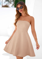 PRETTYGARDEN Women's Strapless Mini Summer Dress Spring A Line Tube Top Sundress Cocktail Party Short Dresses