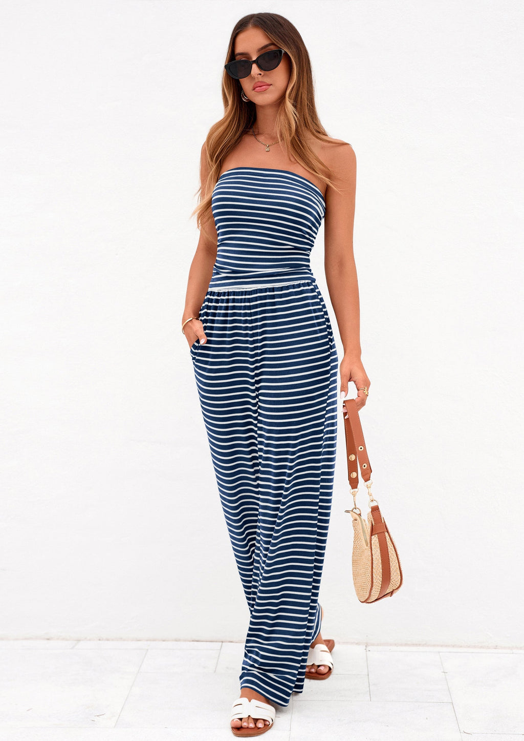 PRETTYGARDEN Summer Sets Women 2 Piece Outfits Matching Striped Loungewear Spring Airport Travel Beach Vacation Clothes