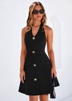 PRETTYGARDEN Cocktail Dresses for Women Short Summer Elegant Halter V Neck Sleeveless A Line Spring Mini Party Dress