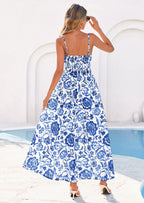 PRETTYGARDEN Womens Spring Boho Maxi Dress Eyelet Floral Long Flowy Sundresses Summer Beach Vacation Clothes
