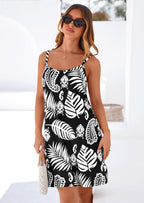 PRETTYGARDEN Women's Summer Dresses Casual Print Spaghetti Strap Sleeveless Sundress Beach Vacation Cover Ups