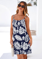 PRETTYGARDEN Women's Summer Dresses Casual Print Spaghetti Strap Sleeveless Sundress Beach Vacation Cover Ups