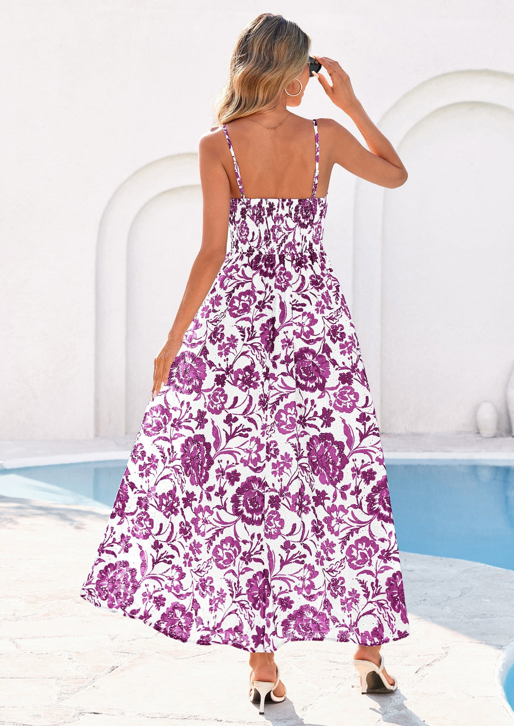 PRETTYGARDEN Womens Spring Boho Maxi Dress Eyelet Floral Long Flowy Sundresses Summer Beach Vacation Clothes
