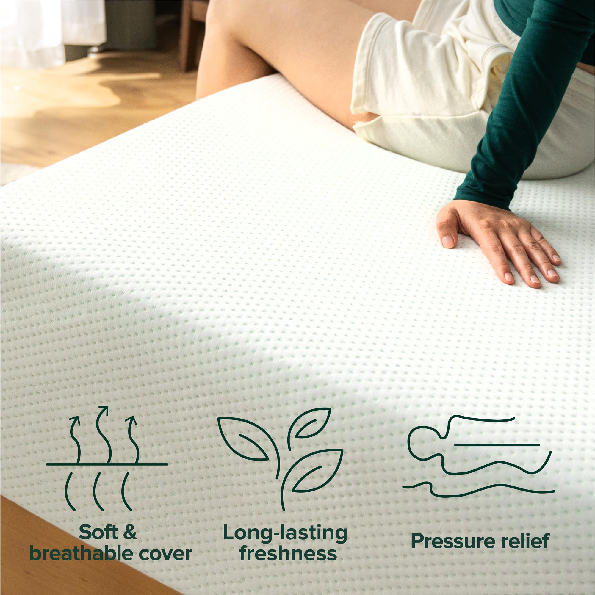 Zinus Lumbar+ Premium 14 Inch Memory Foam Mattress, Lumbar Support, Targeted Pressure Relief, Cooling Gel and Green Tea, Cool-to-The-Touch Cover, Medium Firm Feel, CertiPUR US Certified, King