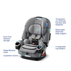 Graco 4Ever DLX 4-in-1 Car Seat, Charlie| Infant to Toddler Car Seat, with 10 Years of Use | Rear-Facing, Forward-Facing and Booster Modes | Safe, Comfortable and Convenient
