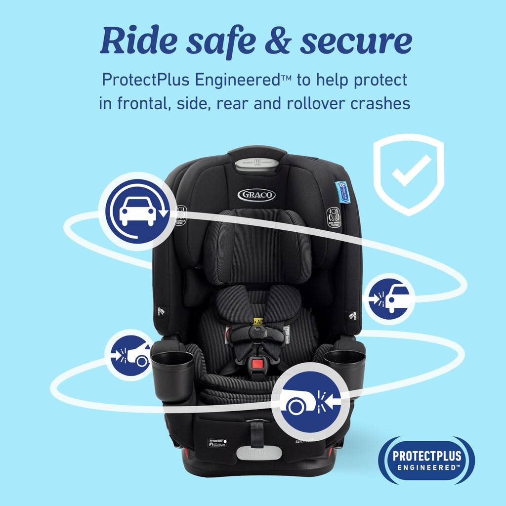 Graco 4Ever DLX 4-in-1 Car Seat, Charlie| Infant to Toddler Car Seat, with 10 Years of Use | Rear-Facing, Forward-Facing and Booster Modes | Safe, Comfortable and Convenient