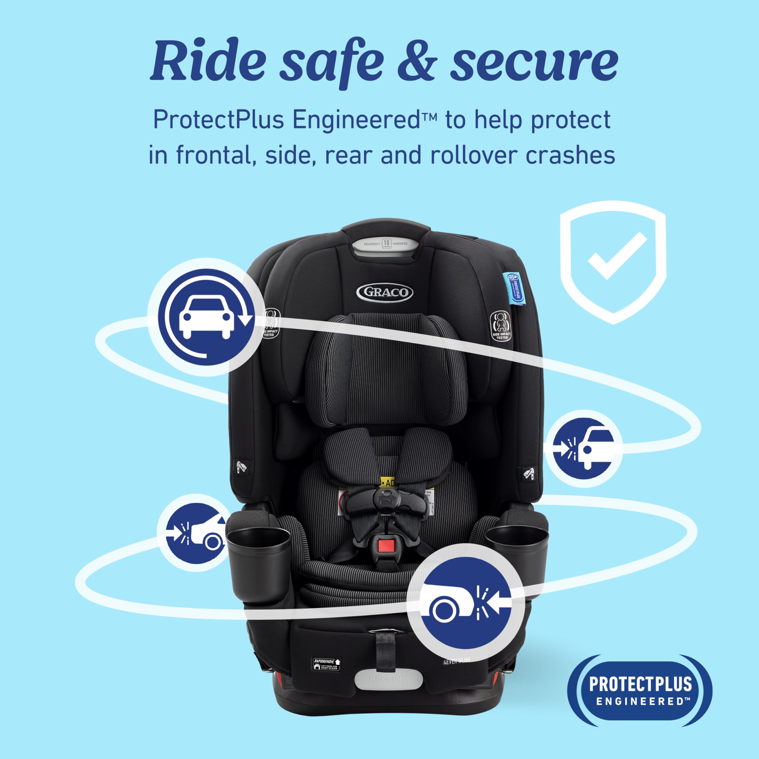 Graco 4Ever DLX 4-in-1 Car Seat, Charlie| Infant to Toddler Car Seat, with 10 Years of Use | Rear-Facing, Forward-Facing and Booster Modes | Safe, Comfortable and Convenient