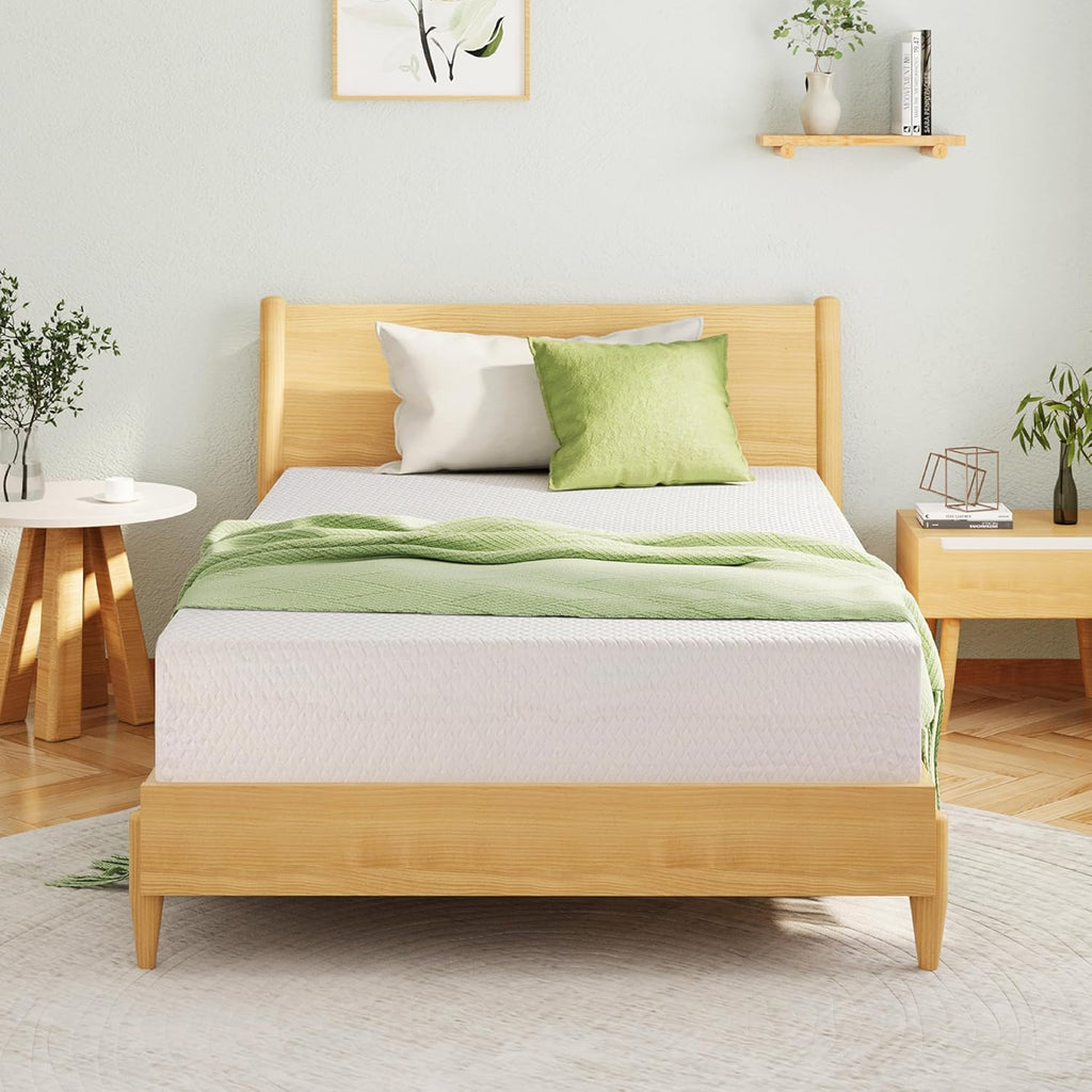 EGOHOME Full Size Memory Foam Mattress, 14 Inch Bed Mattress in A Box with Cooling Green Tea Gel, Pressure Relief with Medium Firm Support, CertiPUR-US Certified, 75''L x 54''W, White