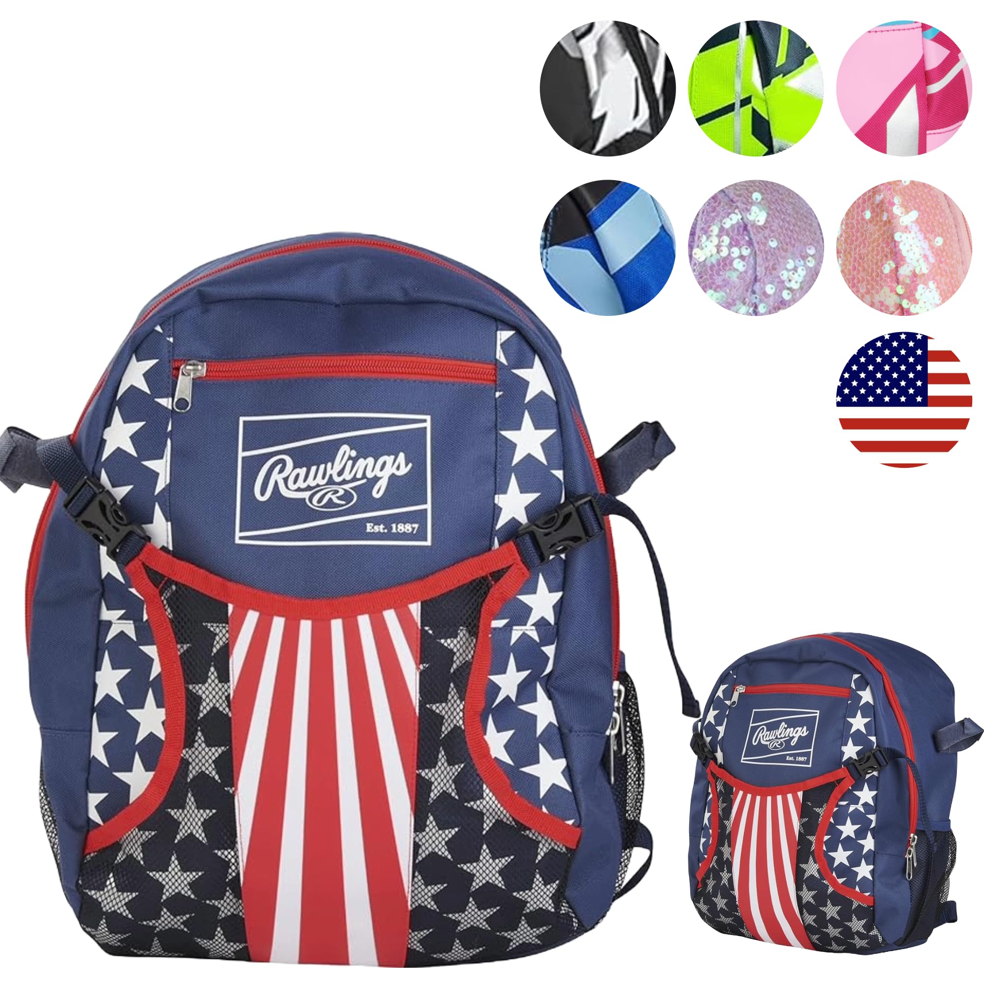 Rawlings | REMIX Backpack Equipment Bag | T-Ball & Youth Baseball/Softball-| USA,(Pack of 6)
