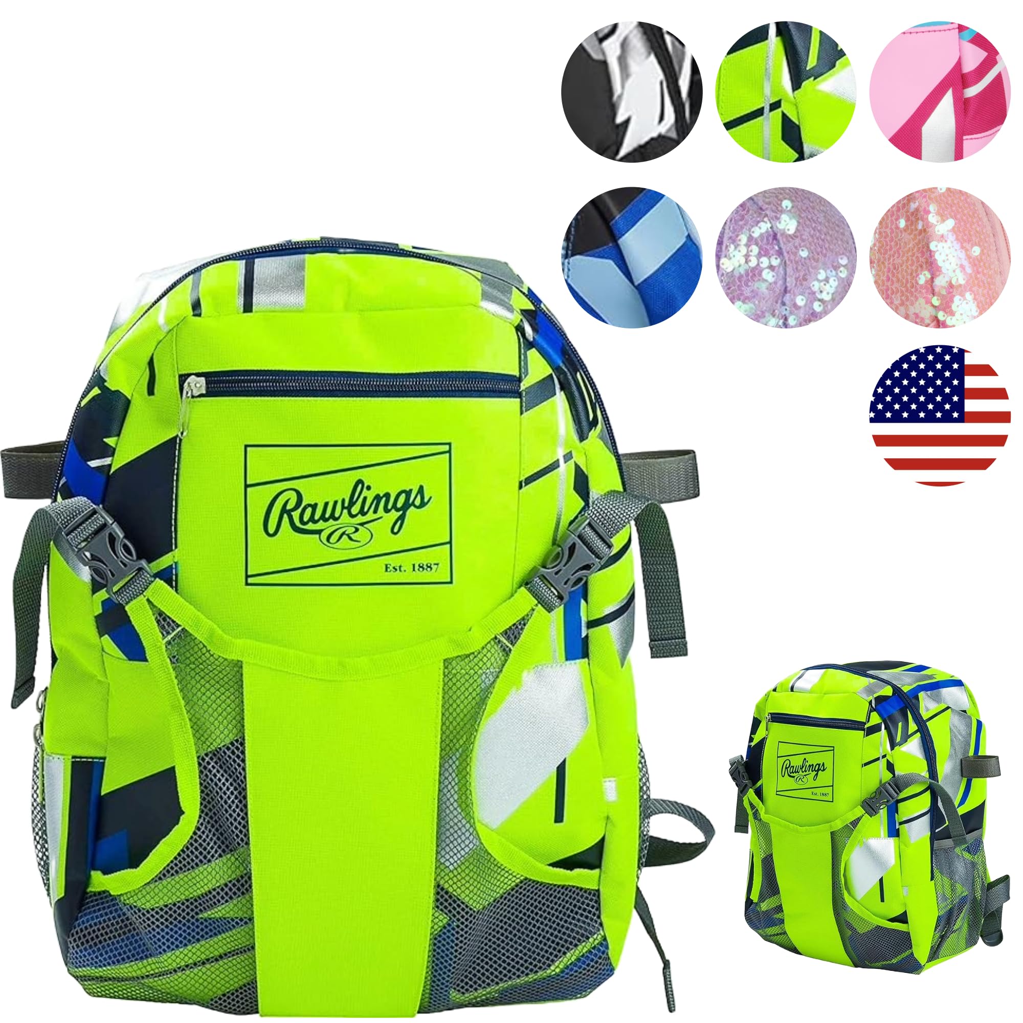 Rawlings | REMIX Backpack Equipment Bag | T-Ball & Youth Baseball/Softball-| USA,(Pack of 6)